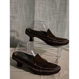 Women's Pierre Dumas Brown Suede Mules with short heel Size‎ 8.5M